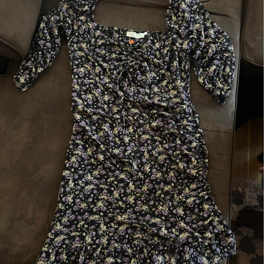 Astr Black and Purple Floral Mini Dress